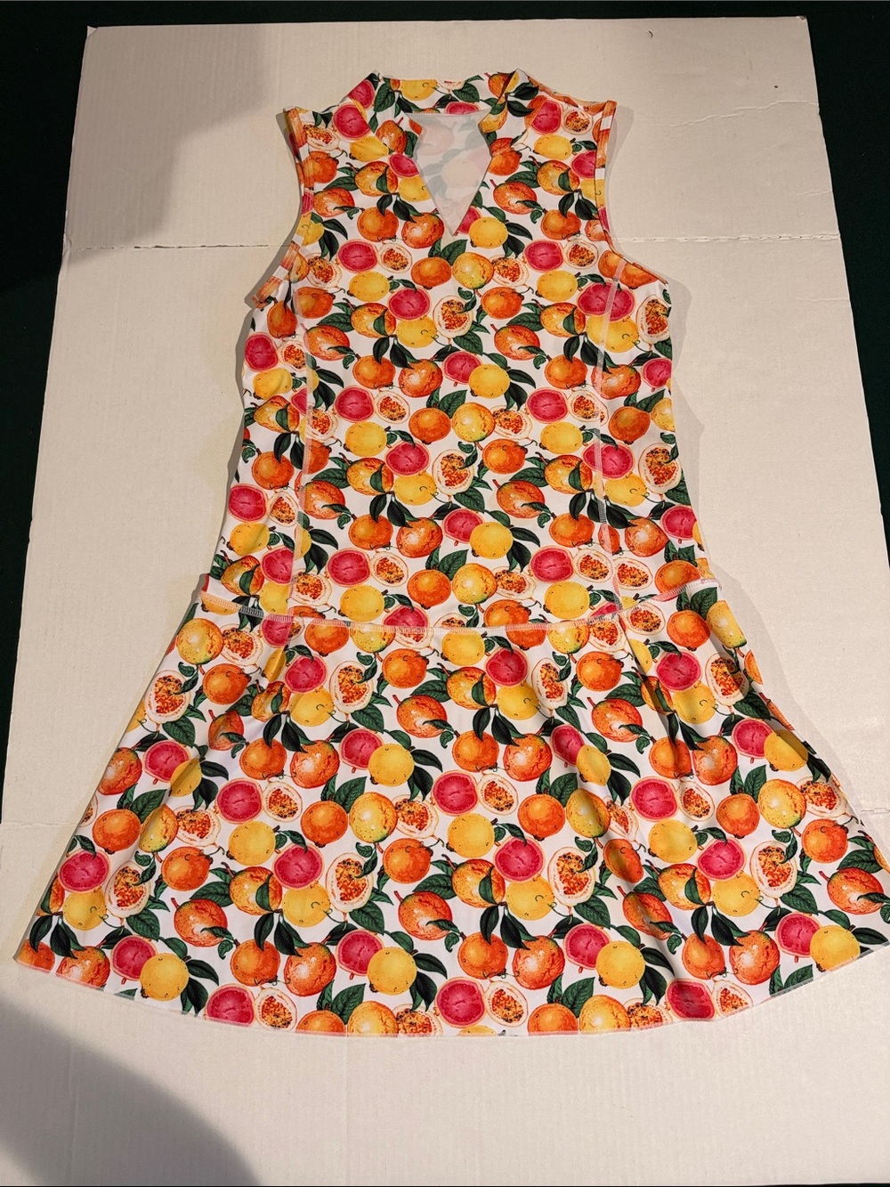 Active Wear Citrus Print Sleeveless Dress W/Matching Short